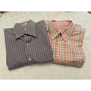 Peter Miller Plaid Dress Shirts Lot Of 2 Size M